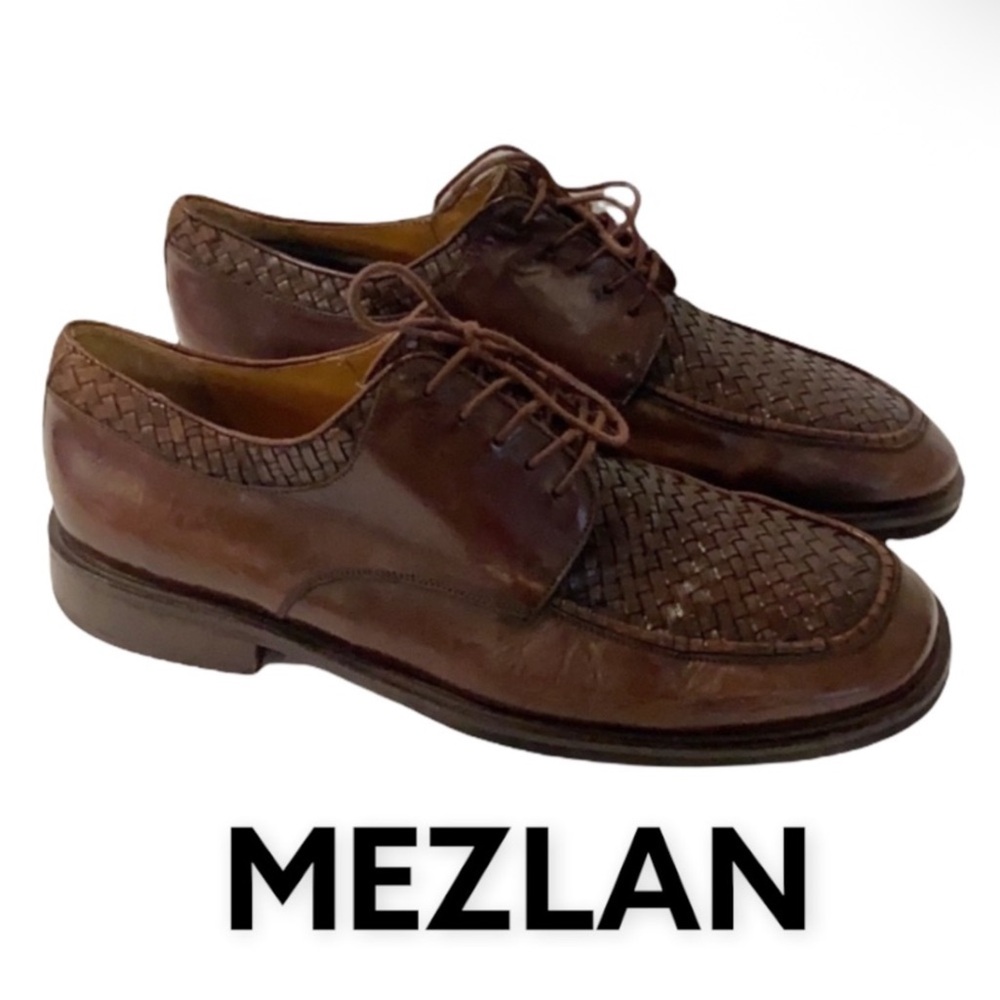 Authentic Mezlan designer men's brown leather lace up shoes sz 10.5